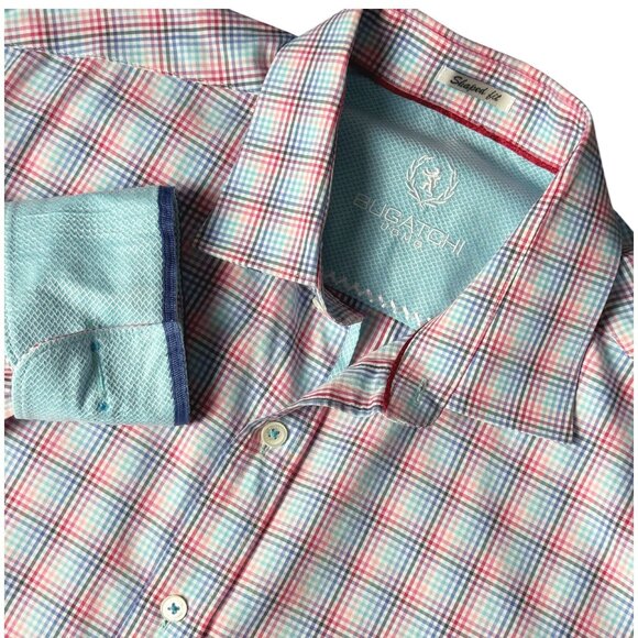 Bugatchi UOMO Classic Fit Button Down Shirt Long Sleeve Flip Cuffs Mens Sz M - Picture 10 of 10